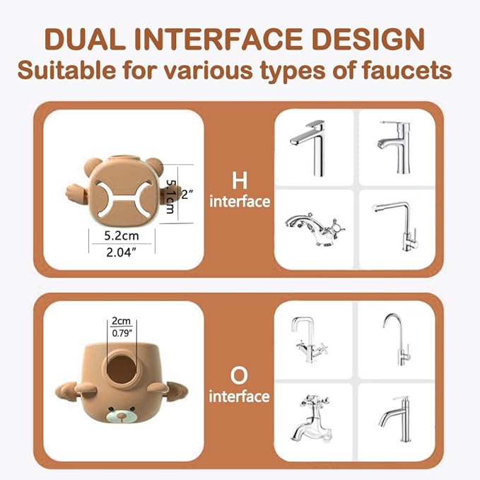 DLUCKY Faucet Extender for Sink Easy Use Sink Faucet Extenders with Temperature Sensitive for Toddlers, Kids Hand Washing Faucet Extension for Bathroom Sink, Kitchen, Brown*2