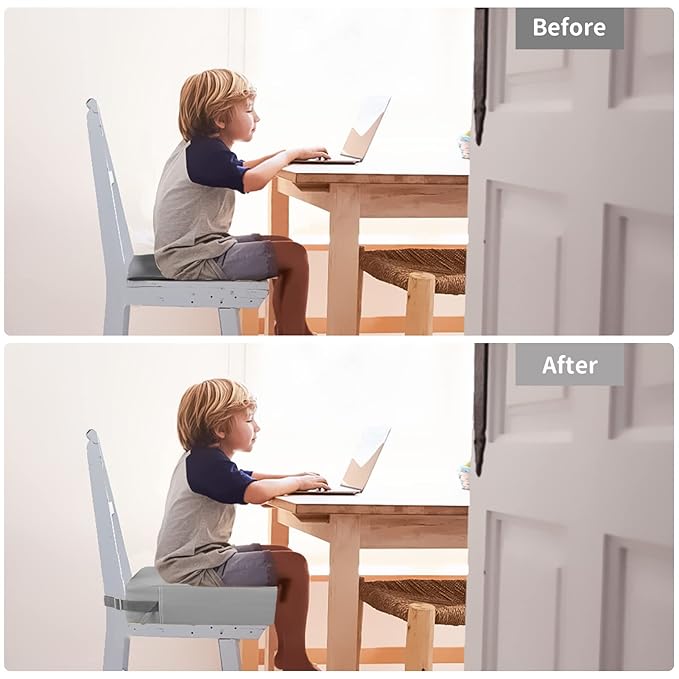 Toddler Booster Seat for Kitchen Chair Dining Table, Washable Thick Strong Support Portable Booster Chair for Toddlers Eating, Easy Cleaning Booster Seat Cushion Detachable with Adjustable Straps