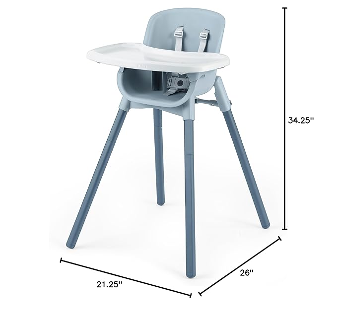 Chicco Zest 4-in-1 Folding High Chair, Feeding Chair, Toddler Chair and Youth Stool, Multi-Use Easy Clean High Chair, Capri/Blue
