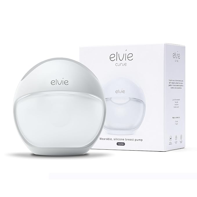 Elvie Curve - Manual Wearable Breast Pump - Hands-Free, Kick-Proof, Portable Silicone Pump that Can Be Worn in-Bra for Gentle, Natural Milk Expression - Breast Feeding Essentials