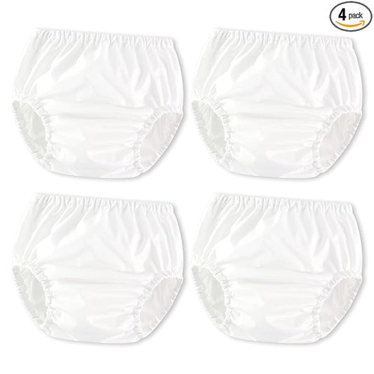 Joyo roy White Diaper Covers for Girls Plastic Underwear for Potty Training Swim Diaper Covers for Toddlers 4Pcs Rubber Training Pants for Toddlers Waterproof Plastic Pants for Toddler Boys 1T