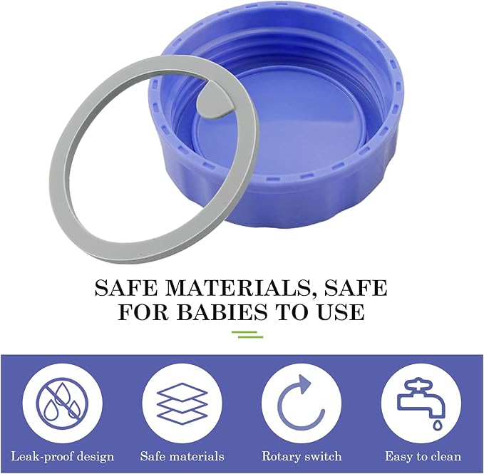 6pcs Baby Bottle Caps with Sealing Gasket, Travel and Storage Bottle Lids Airtight Replacement Caps for Wide Neck Glass Bottles (Purple)
