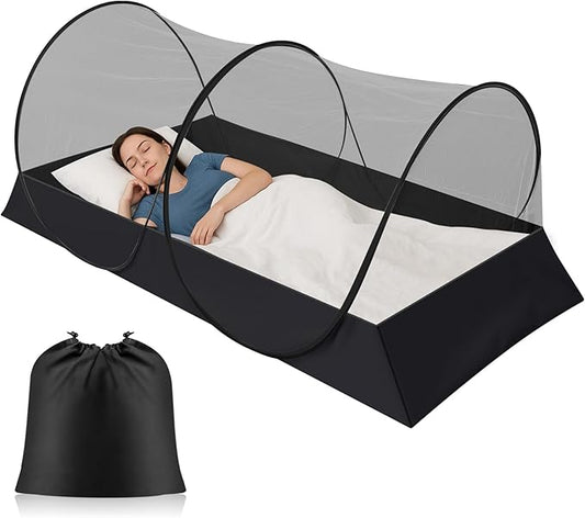 Large Pop up Mosquito Net for Camping Portable Foldable Mosquito Tent Bug Net Bed Travel Patio Outdoor 78 x 39 x 28 Inch Bug Netting Mesh Tent Canopy for Adults Baby Bedroom, Black