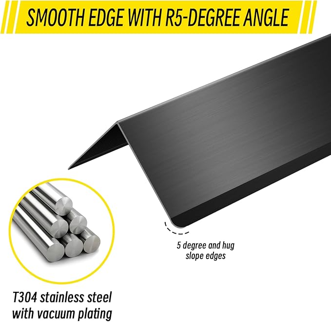 Steel Corner Guards 2 x 2 x 48” Metal Protector, 2 Pack Metal Wall Corner Protector T304 Stainless Steel Wall Molding Trim (Black)