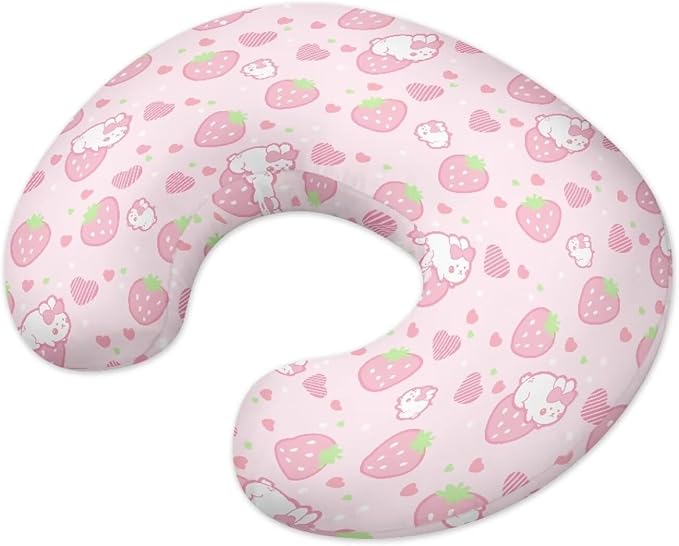Strawberry Bunny Nursing Pillow Case for Newborn Support for Breastfeeding,Bottle Feeding & Bonding Feeding Pillow Cover Soft and Cozy Breastfeeding Pillow Slipcover Cover Only