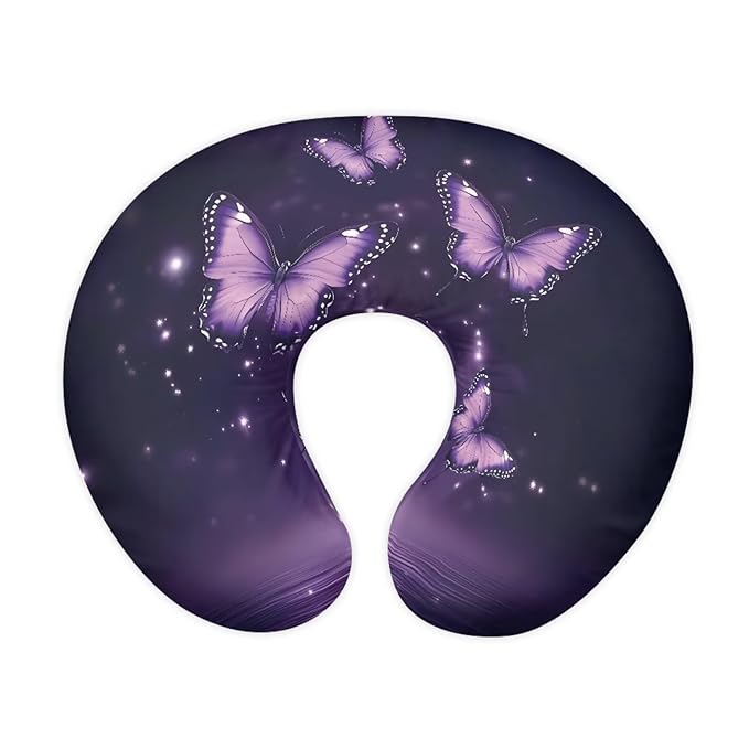 Butterfly Nursing Pillow Cover Purple Breastfeeding Pillow Cover for Baby, Removable Nursing Covers for Breastfeeding Pillows, Super Soft Breathable