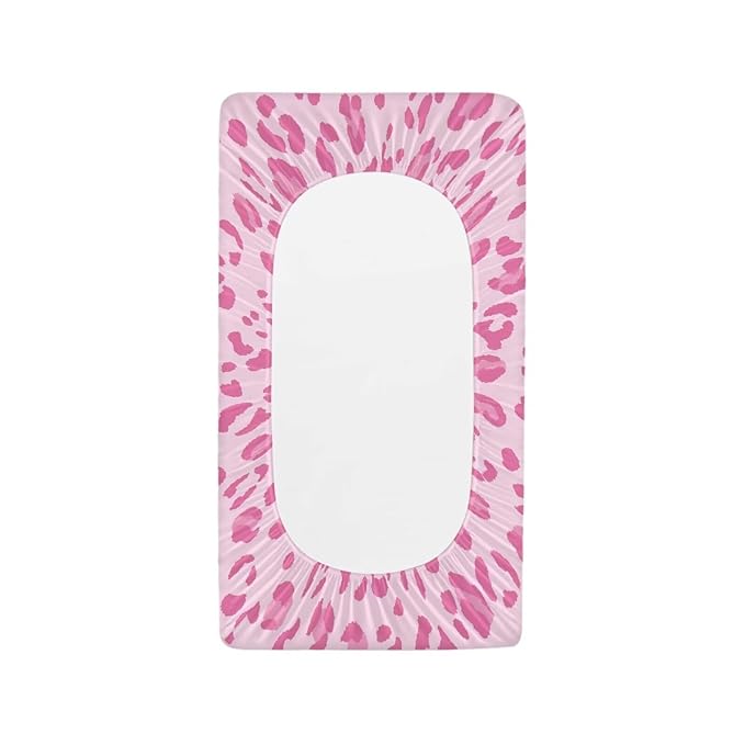 Pink Cow Print Nursery Sheets Comfortable Rectangle Unisex Fitted Baby Changing Pad Cover Sheets for Baby Boys or Girls