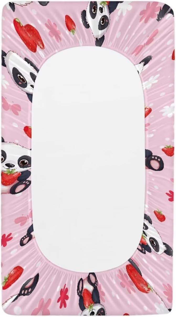 Panda Hearts Baby Changing Pad Cover Comfy Cozy Diaper Changing Mat Cover Stretchy Breathable Lightweight Changing Table Cover