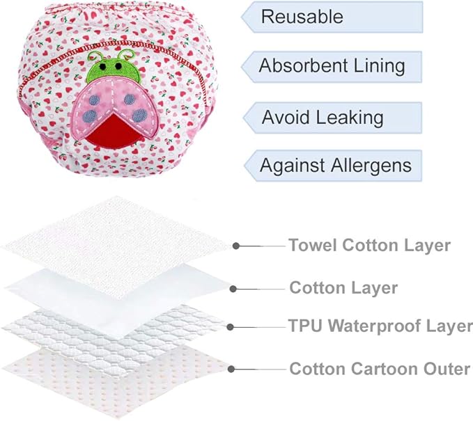 Cotton Reusable Baby Training Pants Unisex Potty Toddler Underpants Kids Waterproof Breathable Underwear 6-Pack