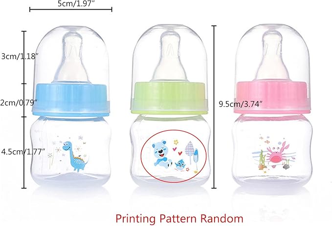 Baby Bottle Portable Baby Nursing Bottle 1.7oz Wide Neck Natural Flowing Easy to Milk Bottle for Infant Pet Dog,PP.Silica Gel