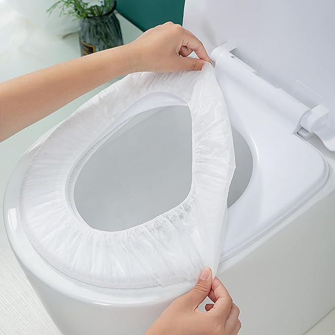 20 Pack Disposable Toilet Seat Cover Waterproof Non-Woven Fabric, Disposable Toilet Seat Covers for Travel, Disposable Seat Covers for Outing Hotel Hospital Public Toilet (Single Layer White)