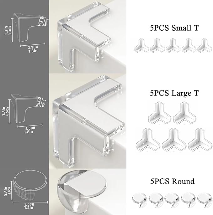 Corner Protectors for Baby,15 PCS Table Corner Potectors for Kids,Clear Baby Proofing Edge Protector with Strong Adhesion,Furniture Corner Protectors (Style 1)