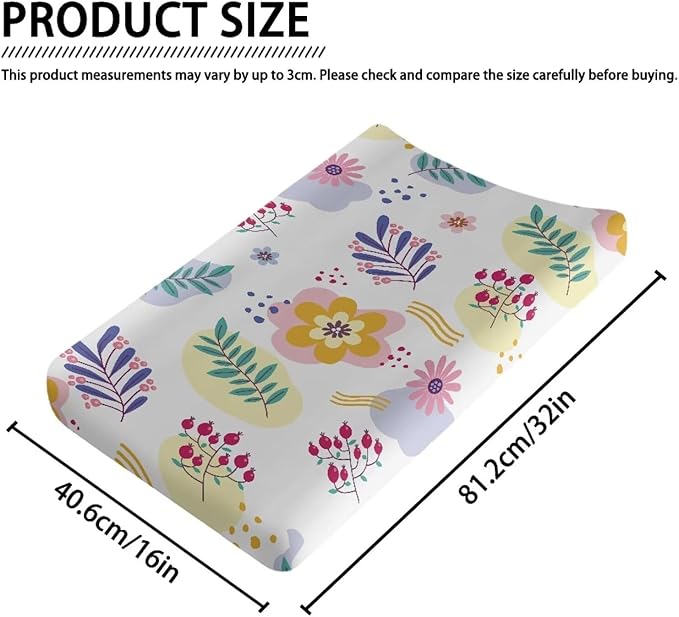 Flower Changing Table Cover for Boys Girls Soft Breathable Table Sheets Baby Changing Pad Cover Washable Diaper Changing Cover Easy Installation