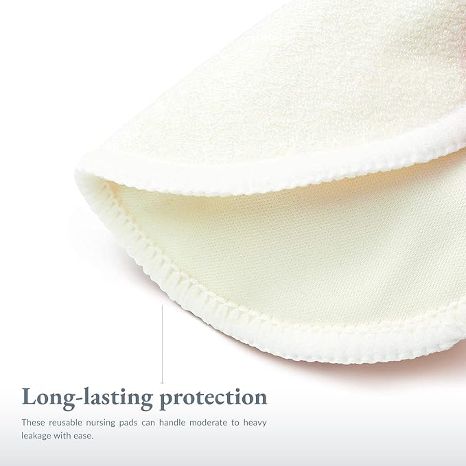 Ameda Contoured Washable Nursing Pads, Reusable Breast Pads with Organic Bamboo Material & Mesh Laundry Bag, Breastfeeding Equipment Accessories, 4 Pairs (8 Count)