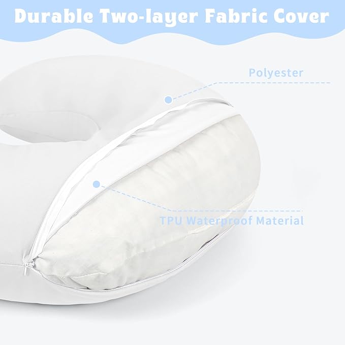 Hooyax Baby Waterproof Nursing Pillow Cover, Stretchy Nursing Covers for Breastfeeding Pillows, Adorable Infant Feeding Pillow Slipcover for Baby Boy and Girls (White)