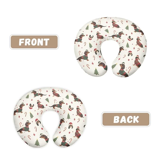 Christmas Dog Tree and Cane Nursing Pillowcase Baby Breastfeeding Slipcover Infant Newborn Nursery Bottle Pillowcase Breathable and Washable Xmas Decor