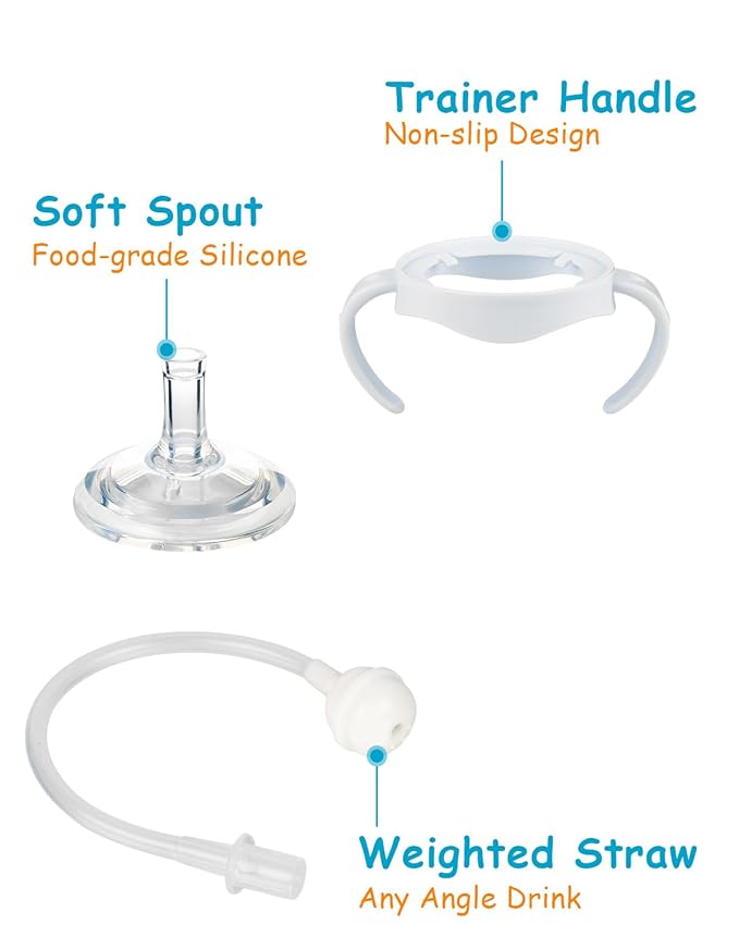 Straw Cup Conversion Kit for Philips Avent Natural Baby Bottles,Weighted Straw Sippy Cup Transition Kit with Soft Nipple and Handles for Toddler, 4-Pack， 8M+