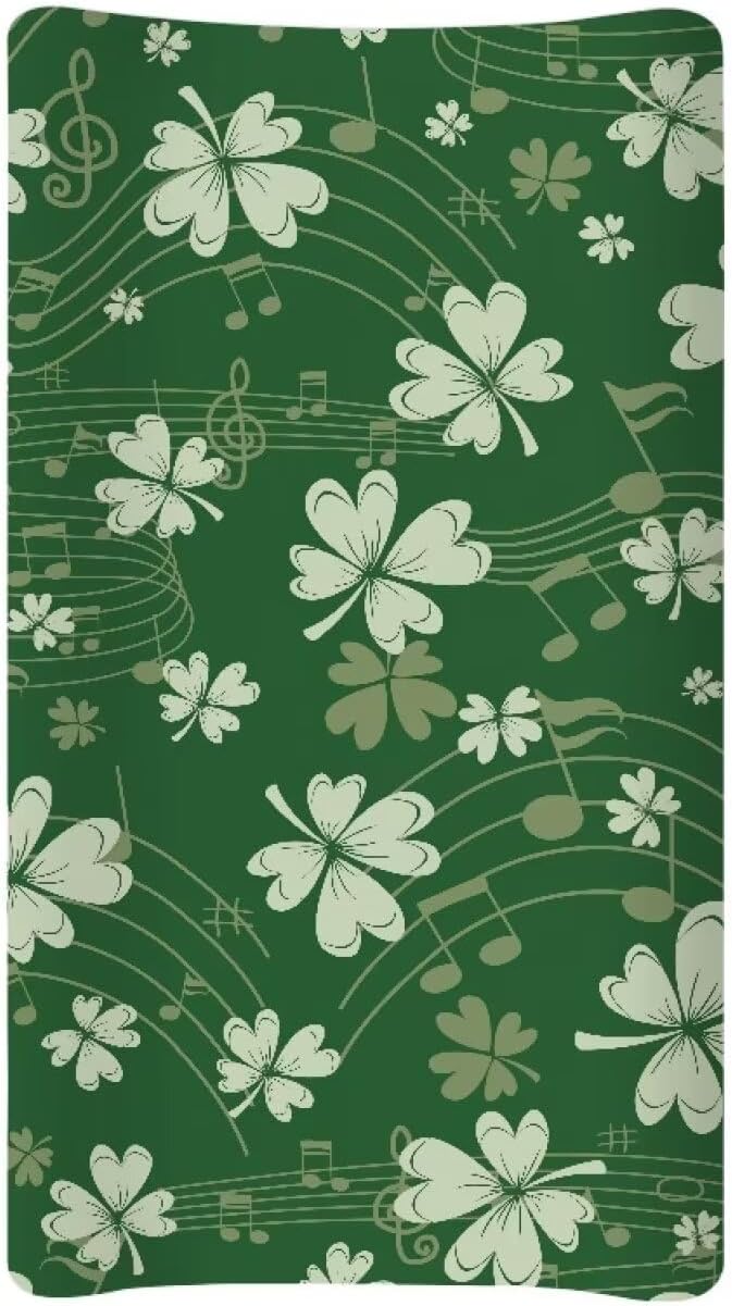 Lucky Leaf Changing Table Cover for Baby Waterproof St. Patrick's Day Nursery Pad Change Cover Breathable Universal Tray Table Mat for Boys Girls