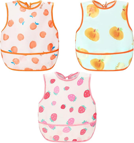 Accmor Waterproof Baby Bibs for Eating, Mess Proof Toddler Feeding Bibs for Girls Boys ﻿