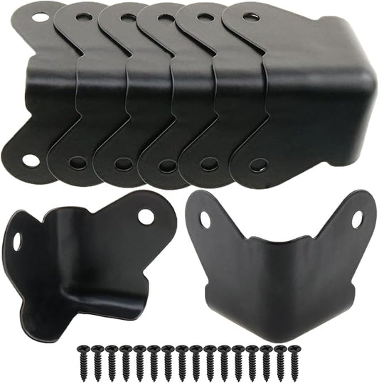 Heyous 8PCS Textured Steel, Edge Protection Box Corner Protector, Powder Coat Corner, Decorative Corner Protector, with Installation Screws, Black