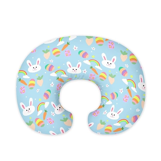Nursing Pillow Cover with Hidden Zipper Cute Rabbit Super Soft for Moms/Baby Nursing Pillow Cover Stretchy Removable Cover for Breastfeeding Pillows