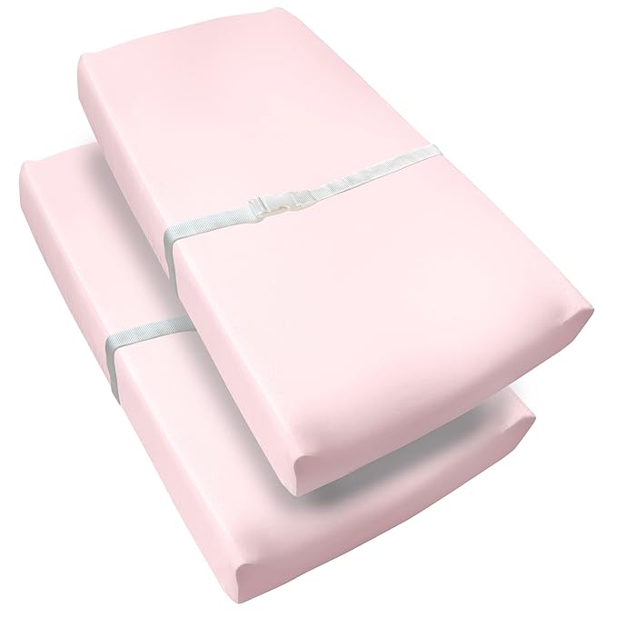 BreathableBaby Waterproof Cover, for 32" x 16"/81 x 41 cm Changing Pad, Light Pink (2-Pack)