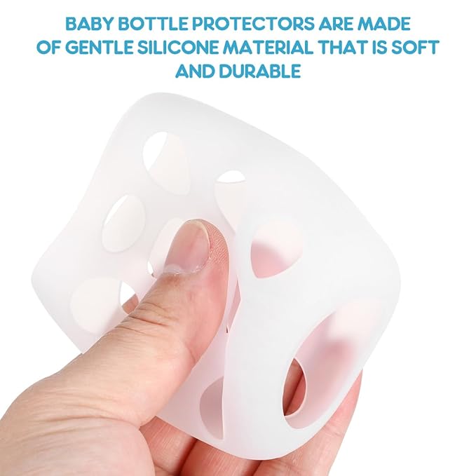 SHOWERORO 4Pcs Silicone Baby Bottle Covers Glass Bottle Sleeves Non-Slip Protective Sleeves for 4Oz Nursery Bottles Shockproof Feeding Silicone Sleeve