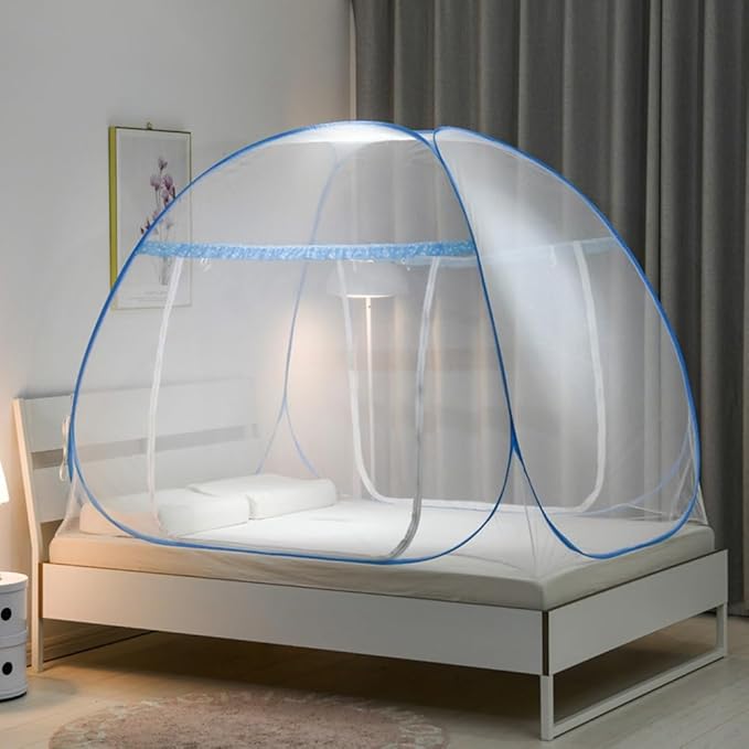 Pop Up Mosquito Net for Bed, Portable Camping Travel Mosquito Netting Bed Tent, Canoy Bed Tent Suit for Twin Full Queen King Size Bed, Mosquito Net Tent for Kids Girls Boys Bedroom