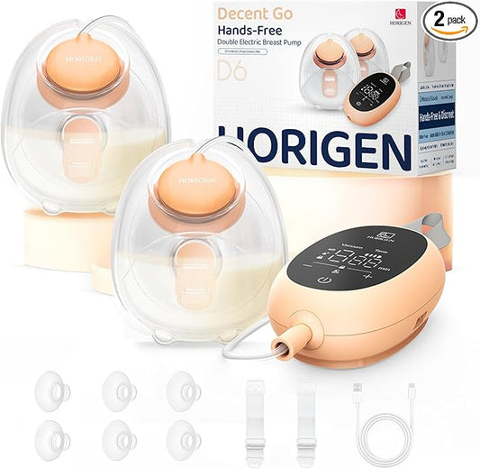 Upgraded Wearable Hands Free Breast Pump: D6 Portable Low Noise Breastfeeding Pumps with 3 Modes & 9 Levels & Memory Function | Leak-Proof Double-Seal Design | Strong Suction 15/17/21/25mm Flange