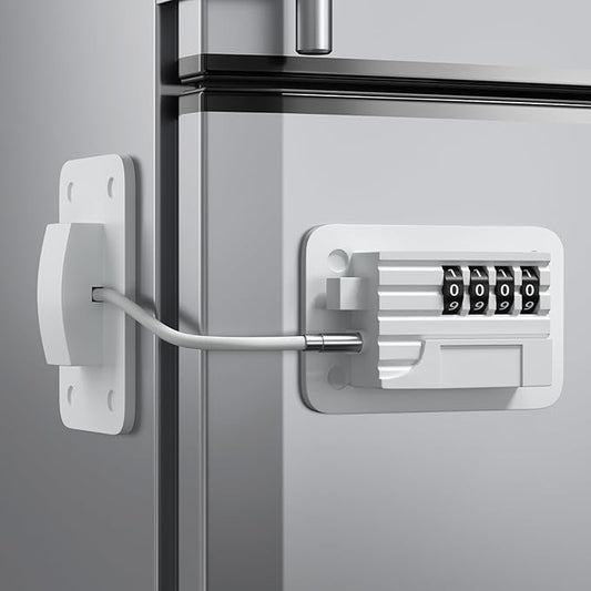 Ougourim Refrigerator Lock - Upgraded Combination Lock for Upright Freezer, Child Safety Lock for Cabinets, White