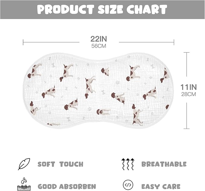 German Shorthaired Pointer Muslin Burp Cloths for Baby 4 Pack 100% Cotton Baby Washcloths Bibs for Boy Girl
