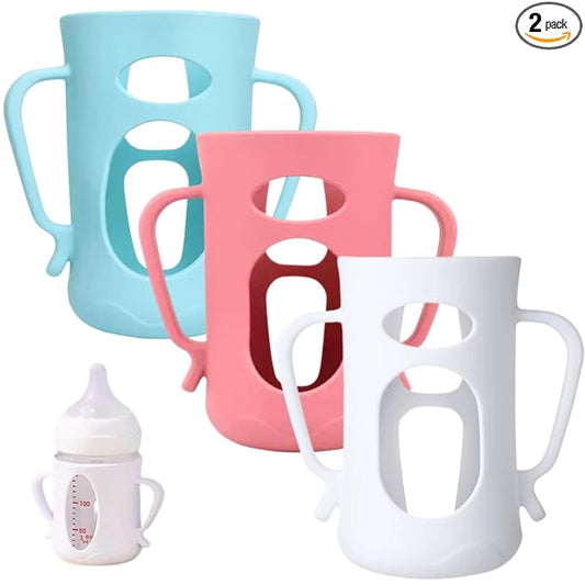 3Pack Silicone Sleeves Compatible with Pigeon Bottles for 8.1 oz, Anti Breakage Glass Bottle Holder with Handles, Quick Install, Easy to Clean