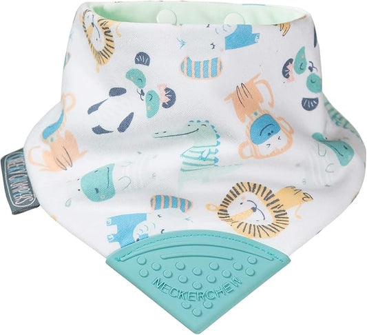 Cheeky Chompers Neckerchew Teething Bib, 2-in-1 Bandana Style Bib w/Food Grade Silicone Teether