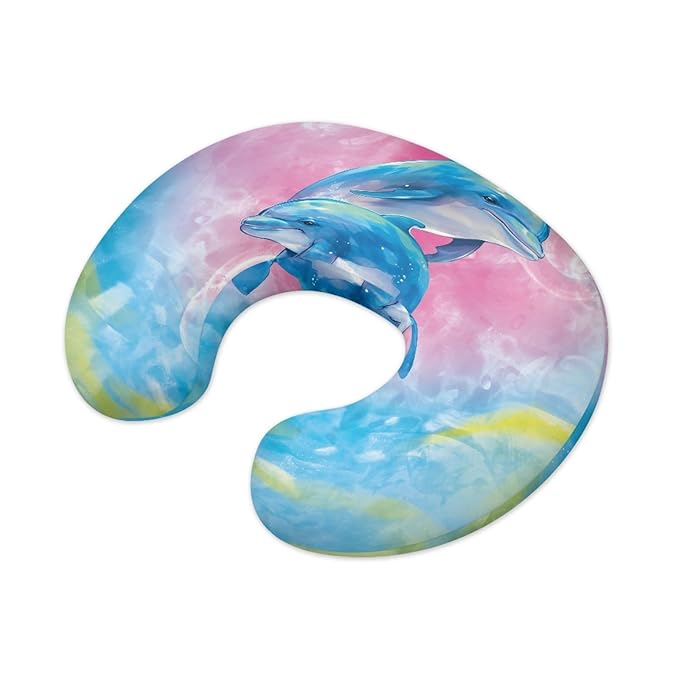 Forchrinse Blue Dolphin Tie Dye Baby Nursing Pillow Cover Soft Polyester Nursing Breastfeeding Pillow Slipcover for Girls Boys