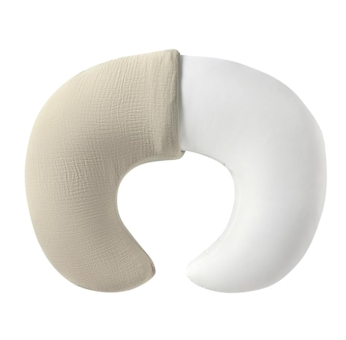 Muslin Nursing Pillow Covers, 2 Pack Breastfeeding Pillow Cases Slipcover for Baby Newborn Boys & Girls, Sand