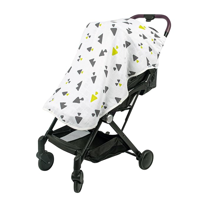 Sevi Bebe Multipurpose Muslin Cover 100% Cotton- Breathable Baby Essential, Breastfeeding, Nursing, Car Seat, Stroller Cover, Tummy Time Mat & Burp Cloth All in One (Triangle Pattern) (Pack of 1)