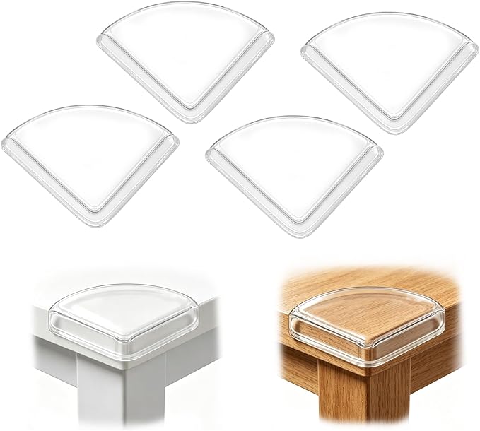 Corner Protector Baby, Table Corner Protectors, Baby Proof Corners and Edges, Fan-Shaped Clear Corner Guards 4 Pack, Sector