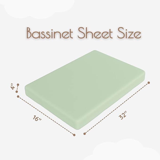 Baby Bassinet Sheets Boys, Cotton Bassinet Sheets Rectangle, 2 pc Bassinet Mattress Sheets, 32"x16" Compatible with Baby Delight Beside Me Dreamer Bassinet, Bedside Bassinet Sheet (Woodland+Green)