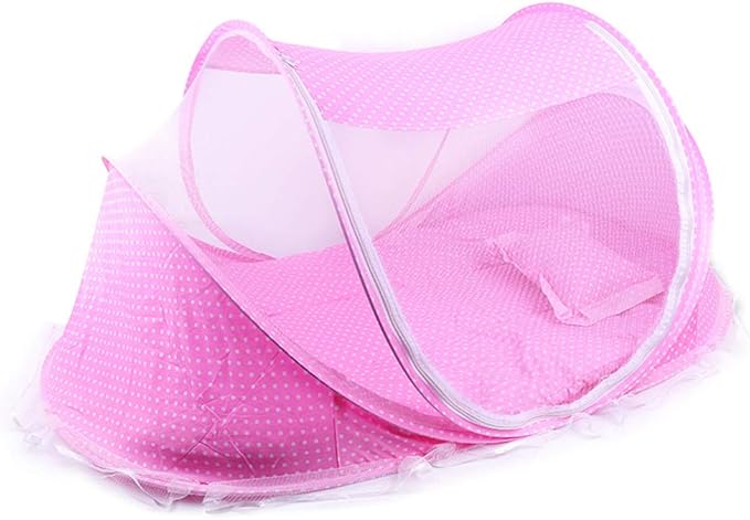 Portable Foldable Baby Bed Net Polyester Newborn Sleep Bed Travel Bed (Pink)