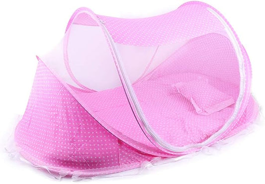 Portable Foldable Baby Bed Net Polyester Newborn Sleep Bed Travel Bed (Pink)