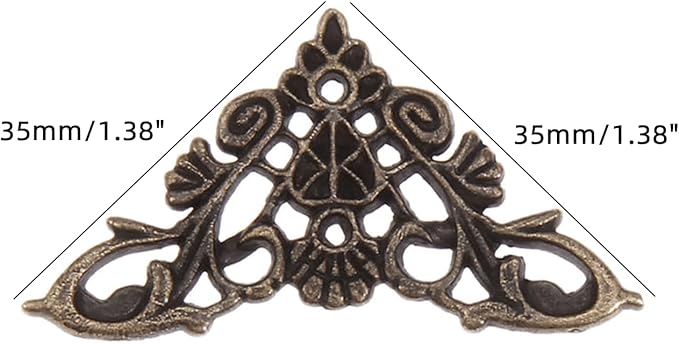 dophee 8Pcs Vintage Style Corner Protectors Guards Covers Triangle Connectors Embellishments for Jewelry Box Wooden Cases Wedding Book Decoration, 1.38"x1.38", Antique Bronze