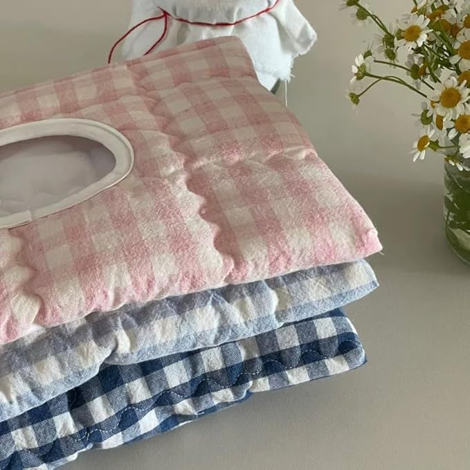 HIBEAR Quilted Diaper Wipe Pouch Portable Mommy Bag Refillable Floral Baby Wipe Holder for Travel Stroller Daily Casual (Plaid A)