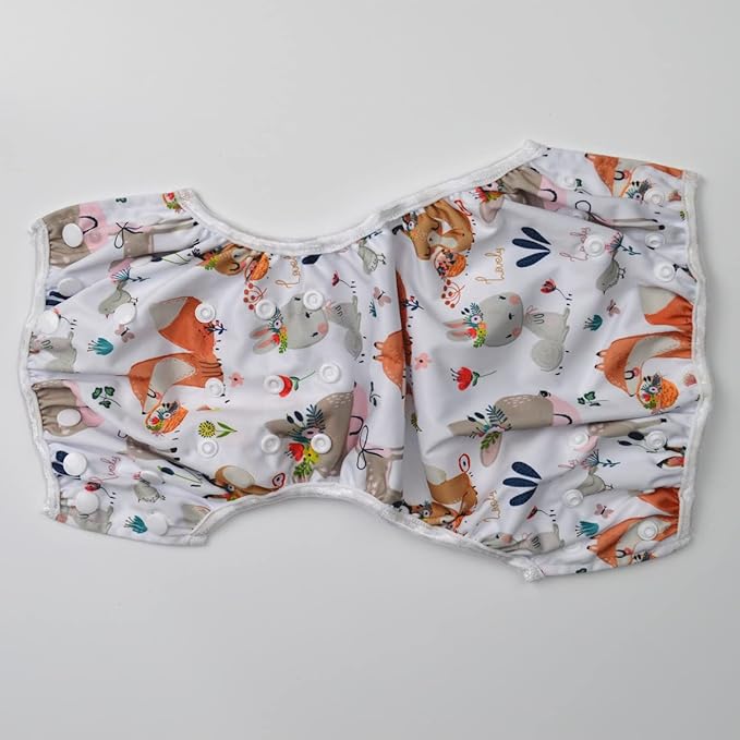 Baby Swim Diaper Nappy Pants Reusable Adjustable 6 Months to 3 Years Old Toddler Large (Large, 3D Deers)