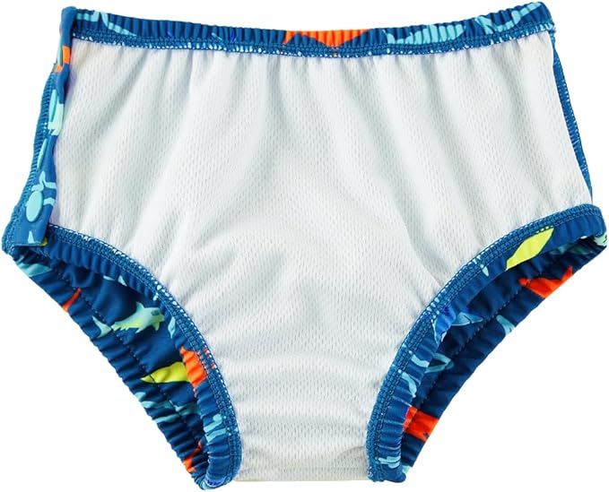 Baby Swim Diapers Reusable Washable Infant Diaper Swimsuit with Side Snap UPF 50+ Sun Protection for Pool Beach(18-24 Months,Red Sharks)