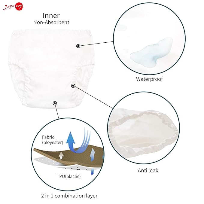 Joyo roy 4Pcs White Diaper Covers for Girls Training Pants Boys Cloth Diaper Cover for Swimming Rubber Training Pants for Toddlers Plastic Underwear for Potty Training Waterproof Rubber Underwear 5T