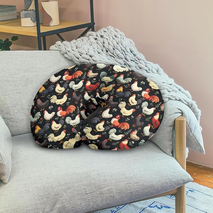 Farm Rooster Nursing Pillow Cover for Girls, Cartoon Chicken Animal Breastfeeding Newborn Soft Comfort Pillowcase Oil Painting Hen Nursing Pillow Original Support Cover