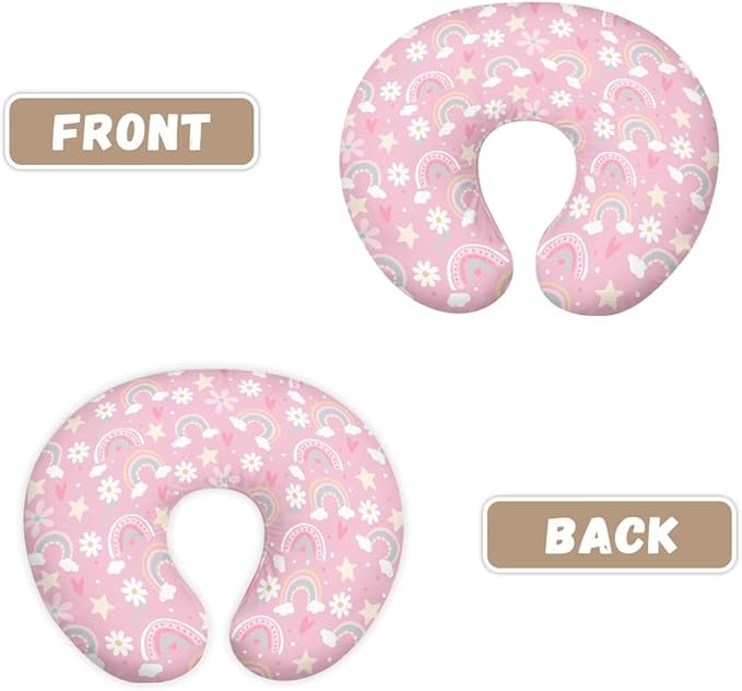 Rainbow Nursing Pillow Cover for Newborn Feeding Pillow Cover U-Shaped Breastfeeding Pillow Case Pink Pillowcase