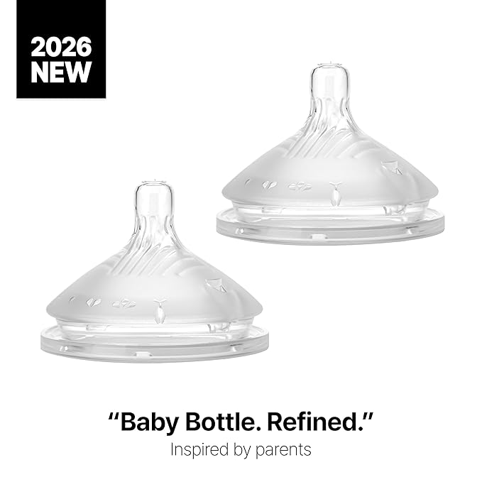 Comotomo Silicone Replacement Nipples for Baby Bottle Gen 2 (2026 Release) - Soft, Silicone Nipples with Dual Anti-Colic Vents Designed for Natural Latch (Pack of 2), Variable Flow (Y-Cut)