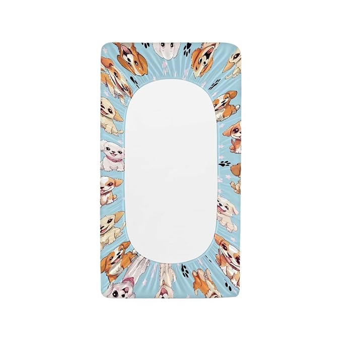 ZDCUSTOM Dog Pattern Changing Pad Cover Soft Breathable Diaper Changing Table Pad Cover Cradle Mattress Sheets Stretchy Fabric Washable Diaper Change Sheet Crib Mat