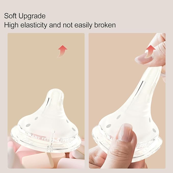 Silicone Bottle Nipple with Latch-On Point, Gentle Flow, Natural Feel (3m+, M, 4 Counts)